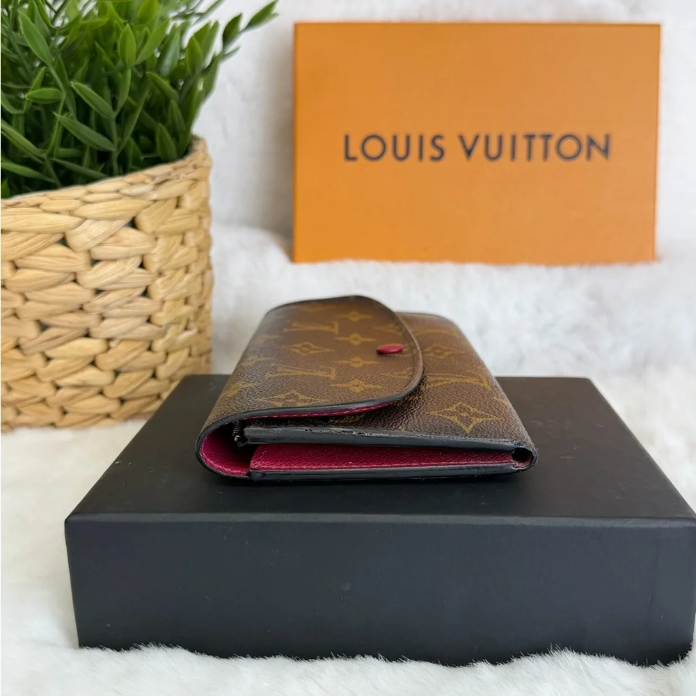 Authentic Louis Vuitton LV Monogram Emilie Wallet Pink Crossbody Chains w/ COA